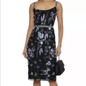 Marchesa Notte Sleeveless Embroidered Tulle Knee-Length Dress